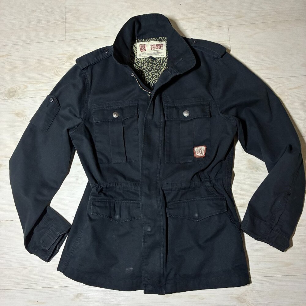 Vintage Volcom "Bondi" Scout Military Jacket - Leopard Print Lining - Y2K Skate - Picture 1 of 9